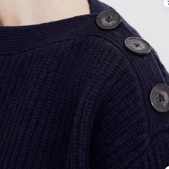 Madewell NWT Navy Boatneck Button - Shoulder Balloon Sleeve Blue L - Picture 2 of 10